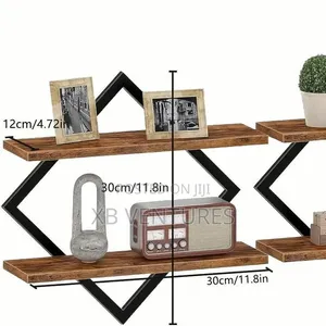 2pcs Double-Layer Geometric Diamond Wall Floating Shelf