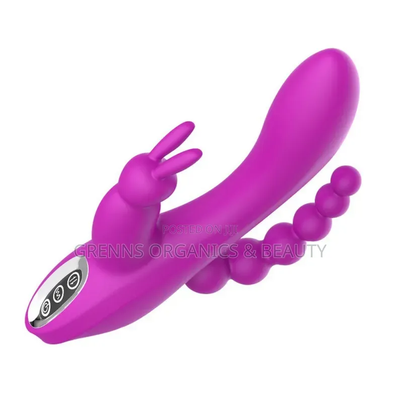 3in1 Rabbit G-Spot Anal Beads Vibrator Clitoral USB Pink Purple