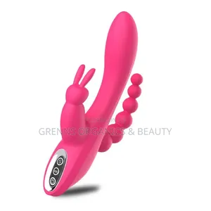 3in1 Rabbit G-Spot Anal Beads Vibrator Clitoral USB Pink Purple