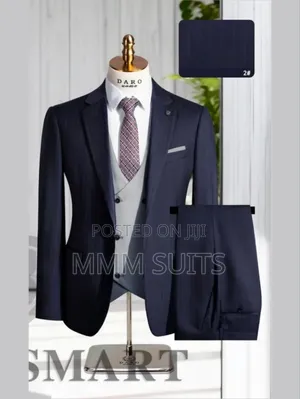 Timeless Turkish 3-Piece Stripped Men's Suit in Navy Blue in Sizes