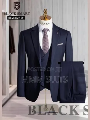 Timeless Turkish 3-Piece Stripped Men's Suit in Navy Blue in Sizes