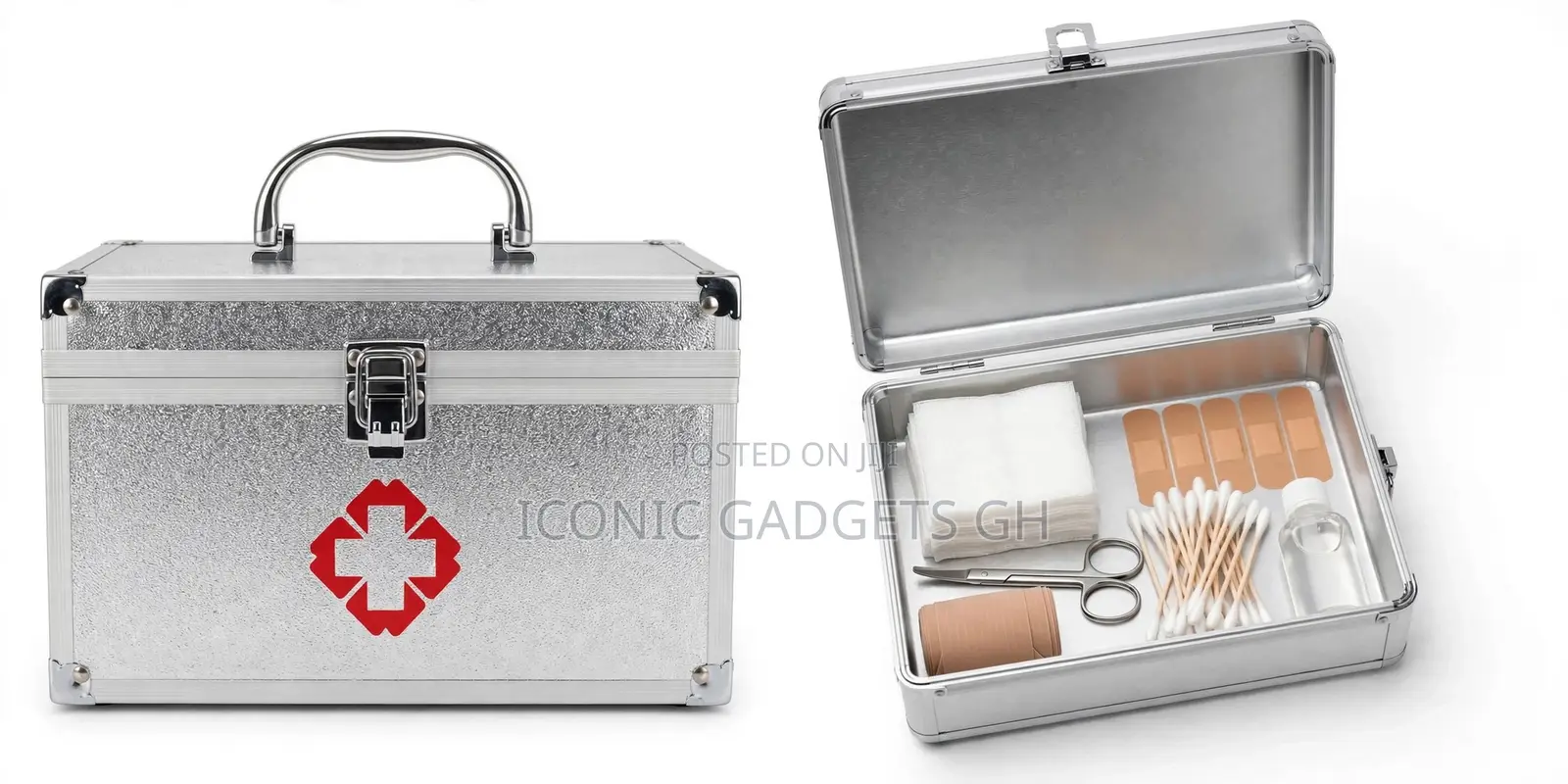 Aluminum First Aid Box - Silver Metal Case
