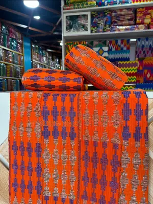 Orange and Purple Bonwire Kente