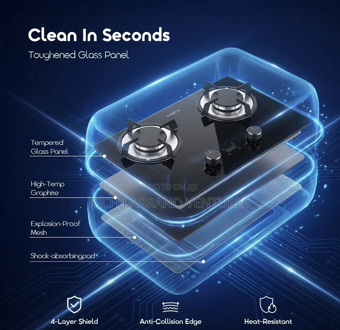 Oraimo FlameSaver D1 2-Burner Gas Stove With Timer
