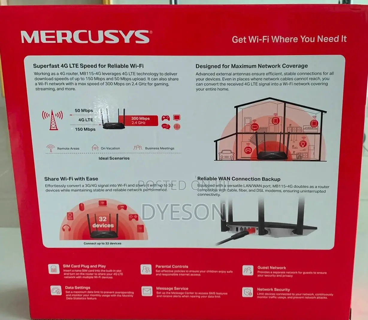 MB115-4G New Comers
300 MBPS Wireless N 4G LTE Router