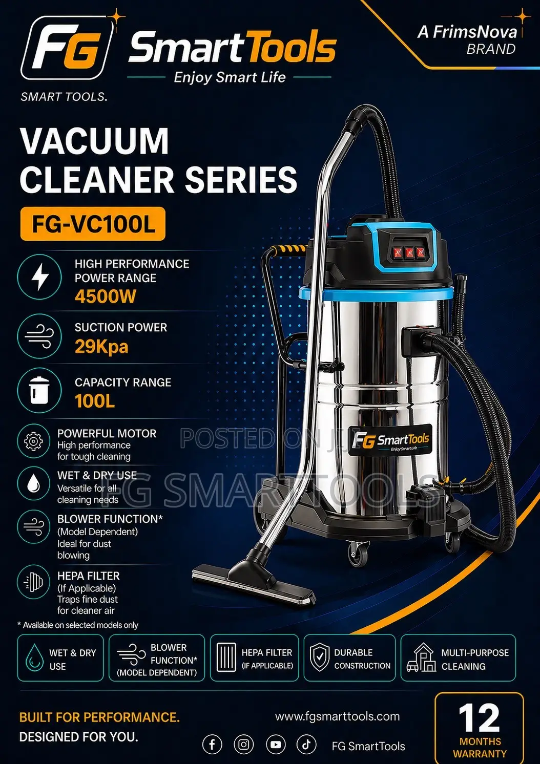 Industrial Large Capacity Wet Dry Vacuum Cleaner