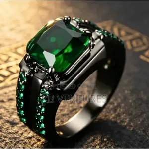 Delicate Male Diamond Emerald Ring
