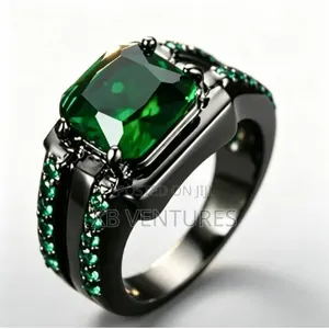 Delicate Male Diamond Emerald Ring