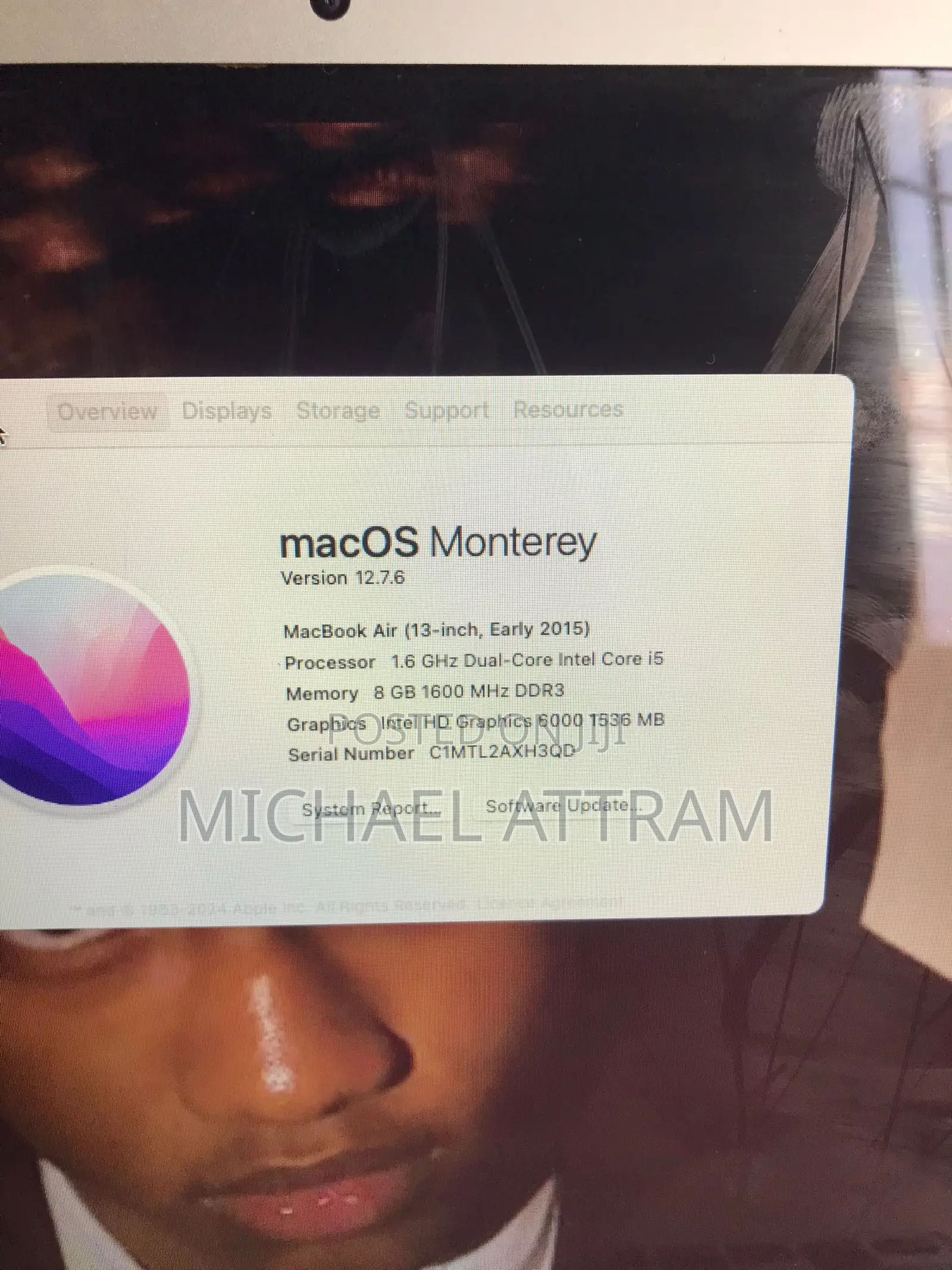 Laptop Apple MacBook Air 8GB Intel Core i5 SSD 128GB