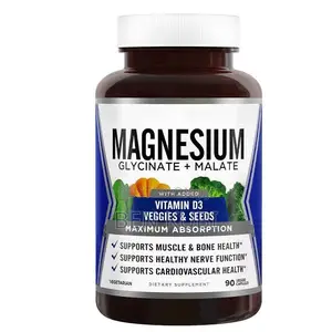 Magnesium Glycinate + Malate With Vitamin D3 – Max Absorption (90 Caps