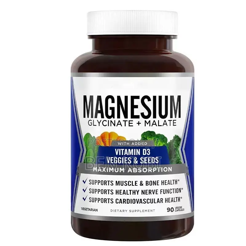 Magnesium Glycinate + Malate With Vitamin D3 – Max Absorption (90 Caps