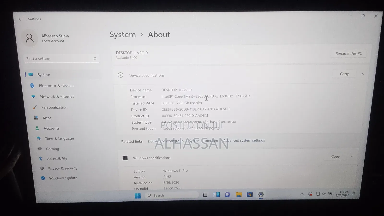 Laptop Dell Latitude 5400 8GB Intel Core i5 SSD 256GB