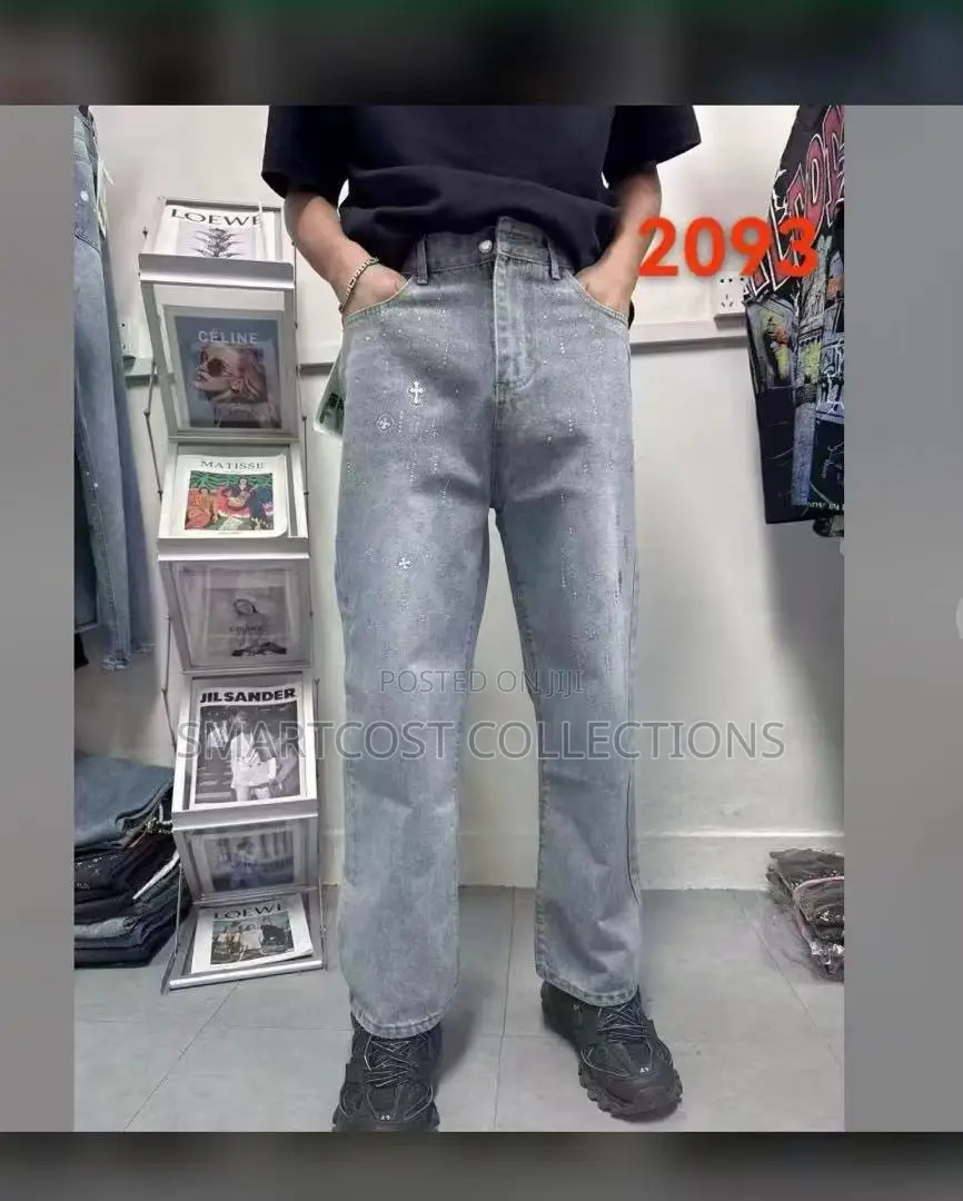 Rhinestone Cross Baggy Denim Jeans