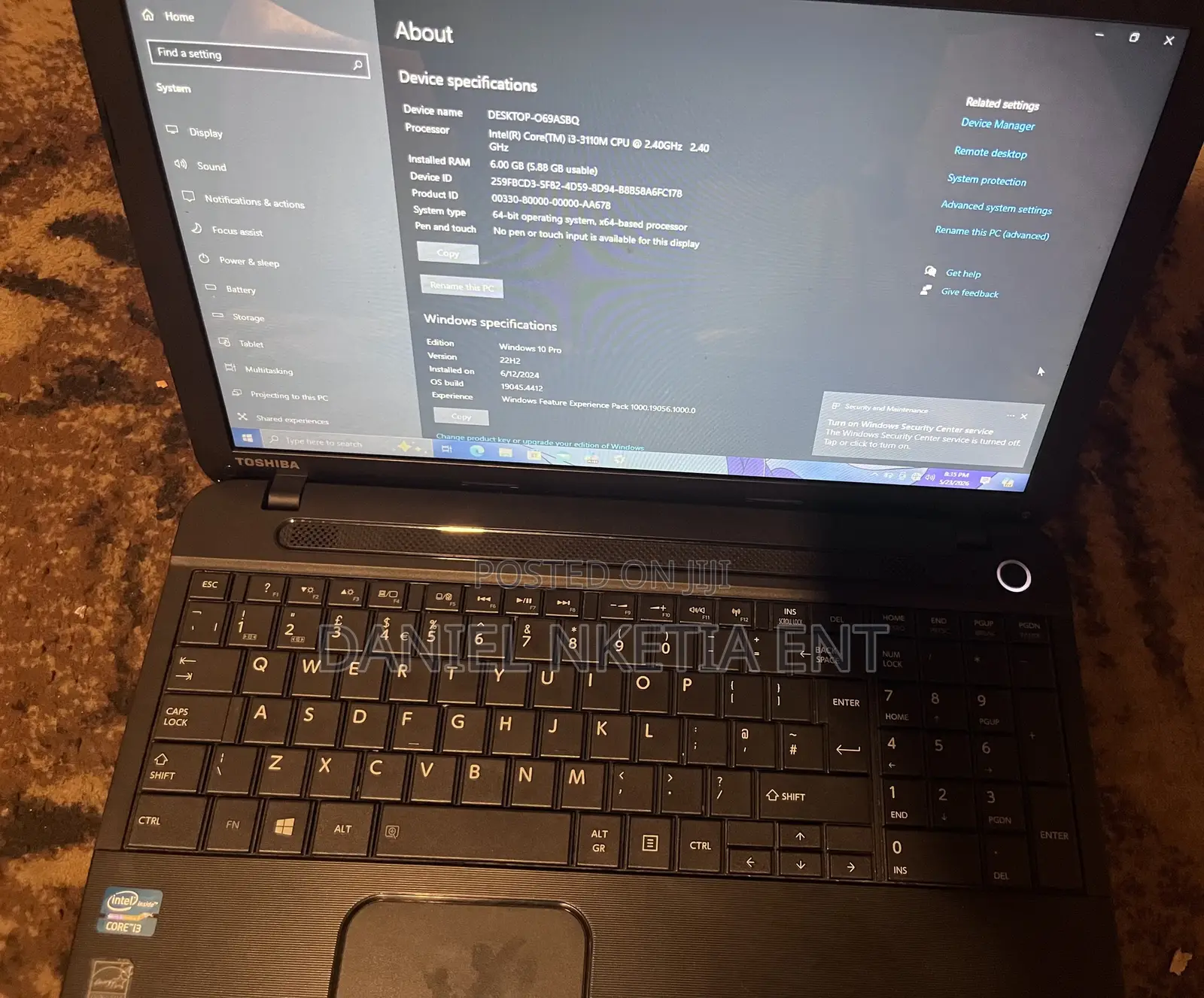 Laptop Toshiba Satellite C50 6GB Intel Core i3 HDD 256GB
