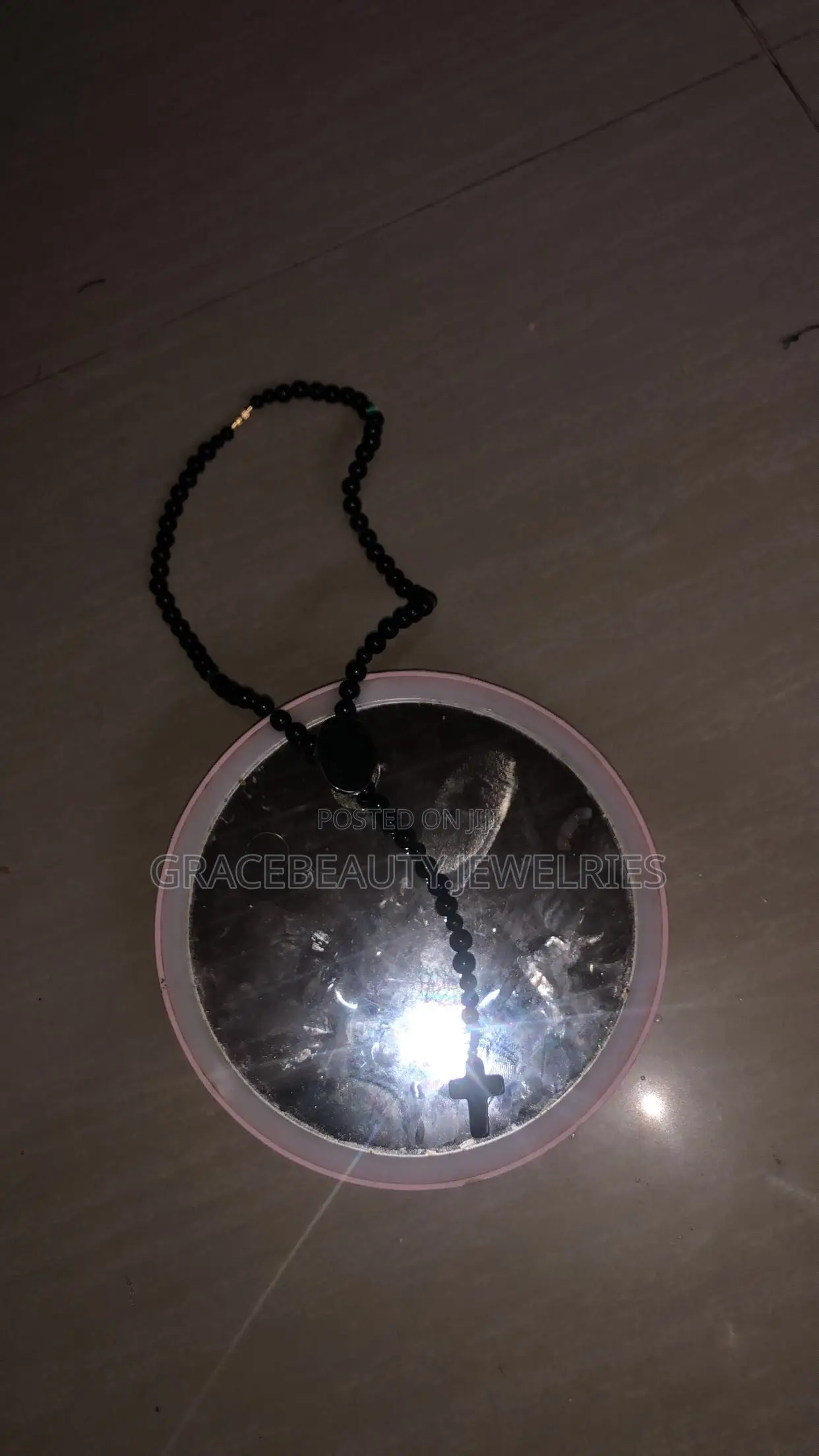 Beaded Black Cross Necklace