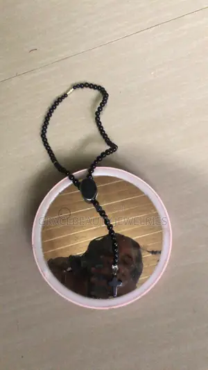 Beaded Black Cross Necklace
