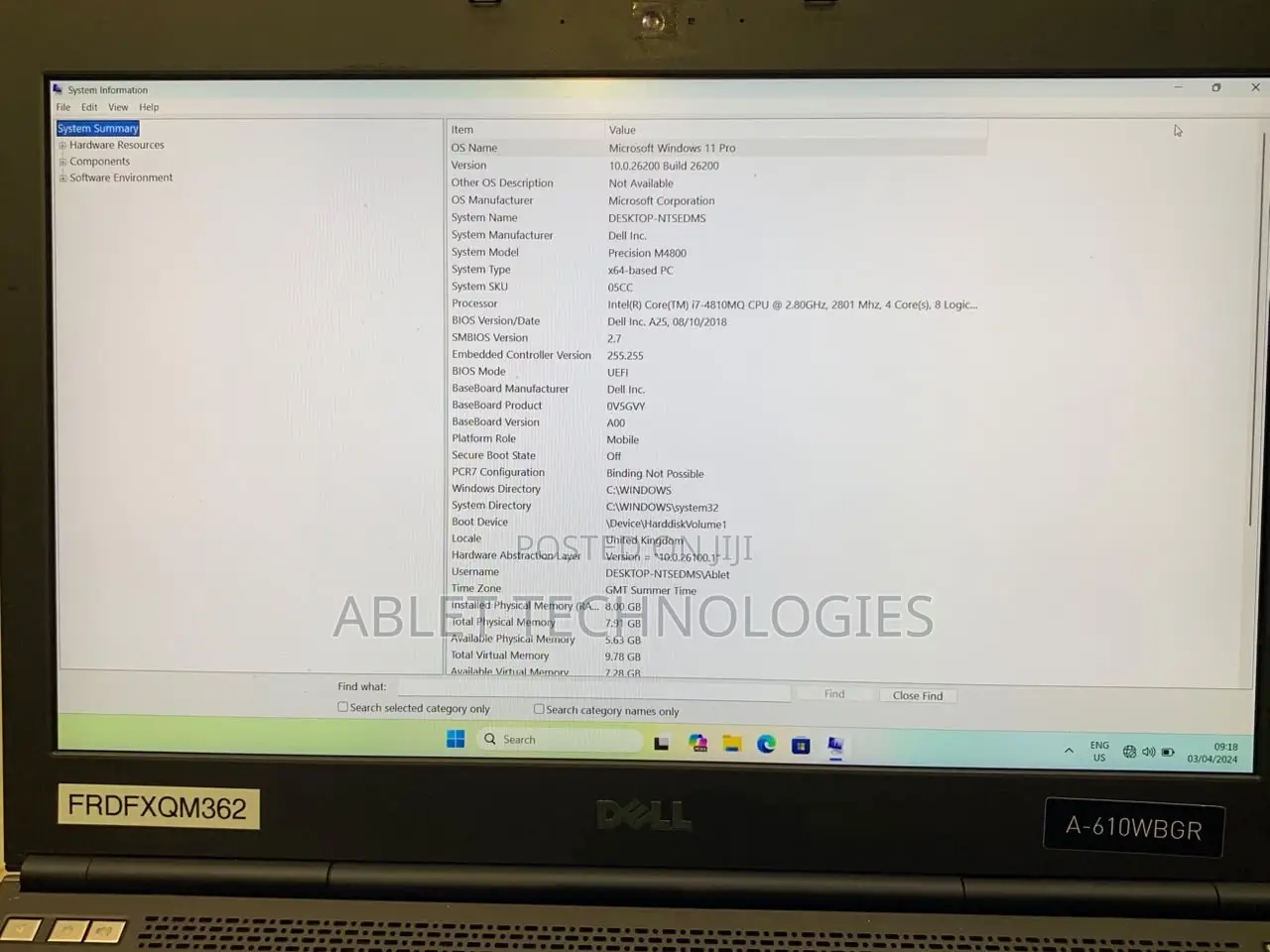 Laptop Dell Precision M4800 16GB Intel Core i7 HDD 500GB