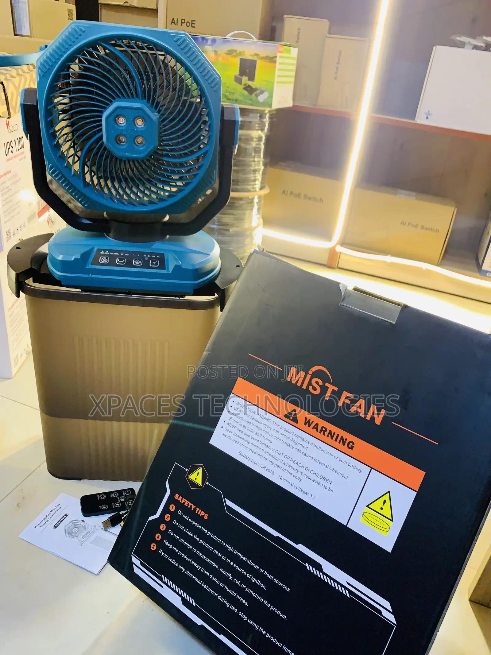 15L Rechargeable 20000mAh Battery, Mist Cooling Fan , Indoor/ Outdoor