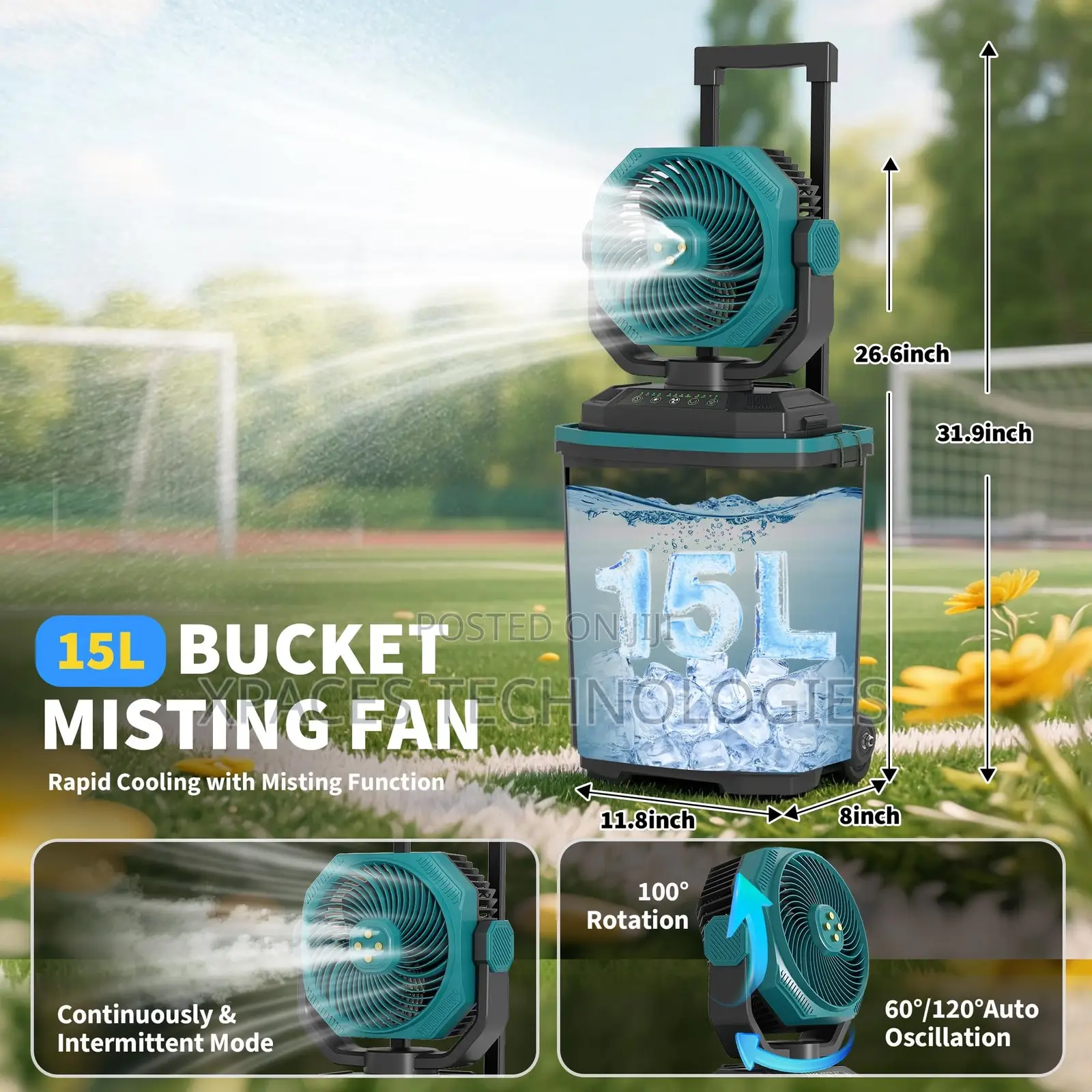 15L Rechargeable 20000mAh Battery, Mist Cooling Fan , Indoor/ Outdoor