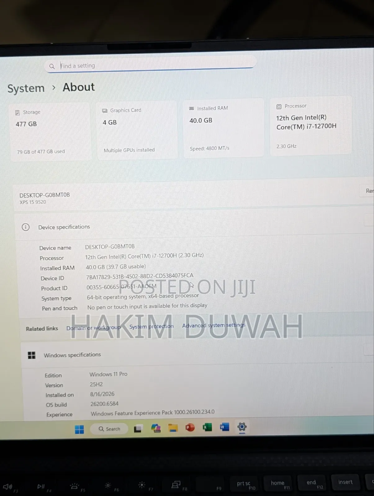 Laptop Dell XPS 15 9520 40GB Intel Core i7 SSD 512GB