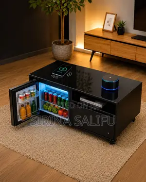 Smart Coffee Table With Built-in Fridge, Bluetooth Speaker USB Ports