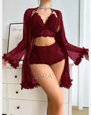 3-Piece Women’s Lace Nightwear Set – Wine