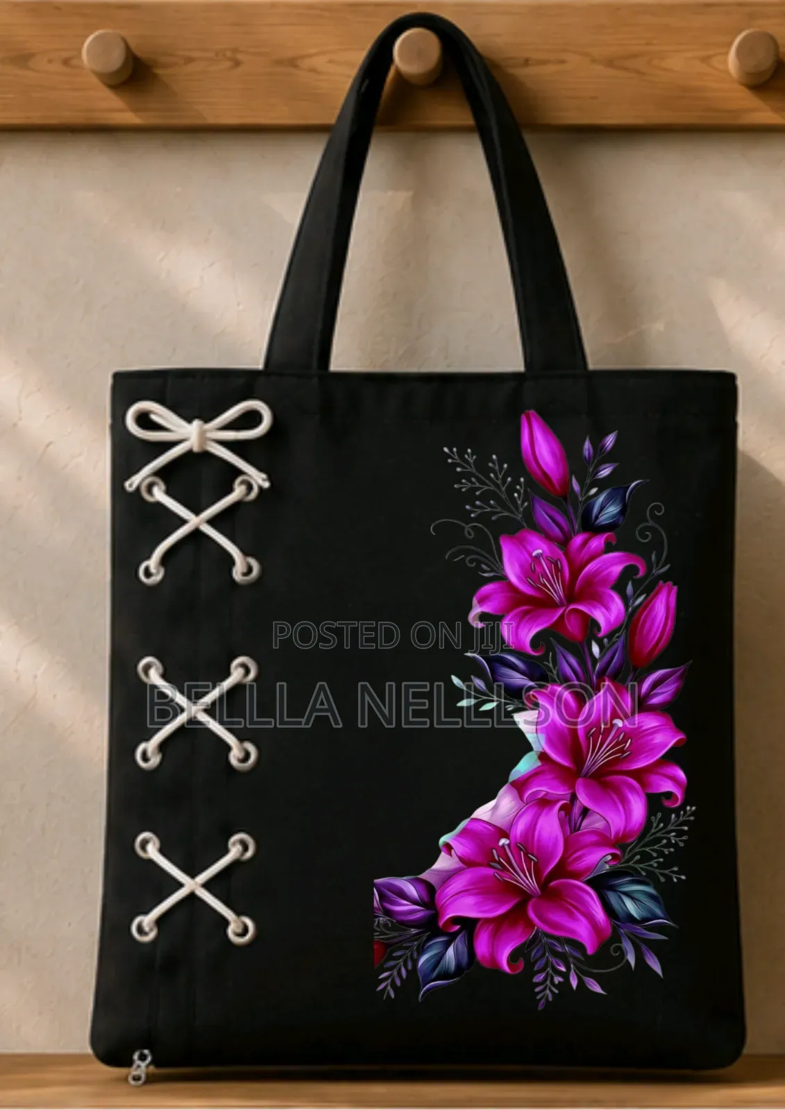 Floral Laced Tote Bags