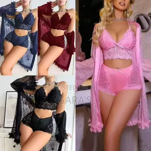 3-Piece Women’s Lace Nightwear Set – Wine