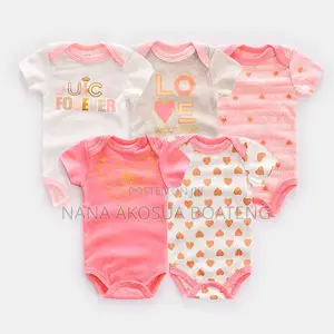 5pcs 100% Cotton Baby Bodysuit Vest Set Random Romper