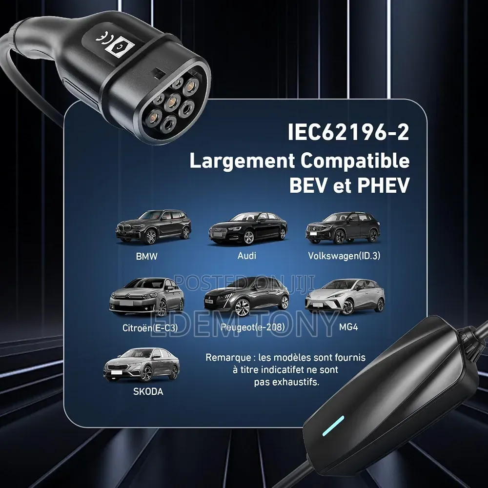 Evjuicion 3.68 kW Type 2 (Male):Portable EV Charger Smart App Control