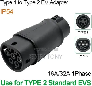Type 1 to Type 2 EV Charging Adapter (SAE J1772 to IEC 62196-2)