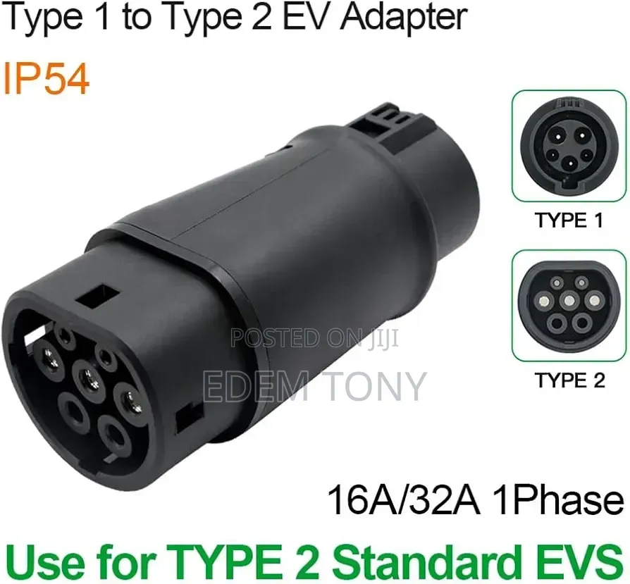 Type 1 to Type 2 EV Charging Adapter (SAE J1772 to IEC 62196-2)