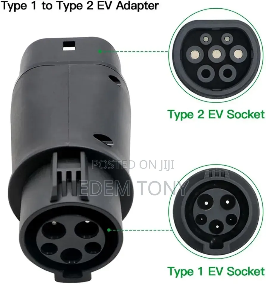 Type 1 to Type 2 EV Charging Adapter (SAE J1772 to IEC 62196-2)