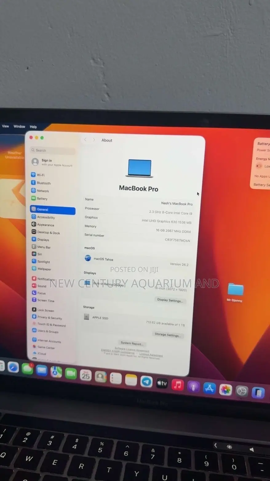 Laptop Apple MacBook Pro 2019 16GB Intel Core i9 SSD 1T