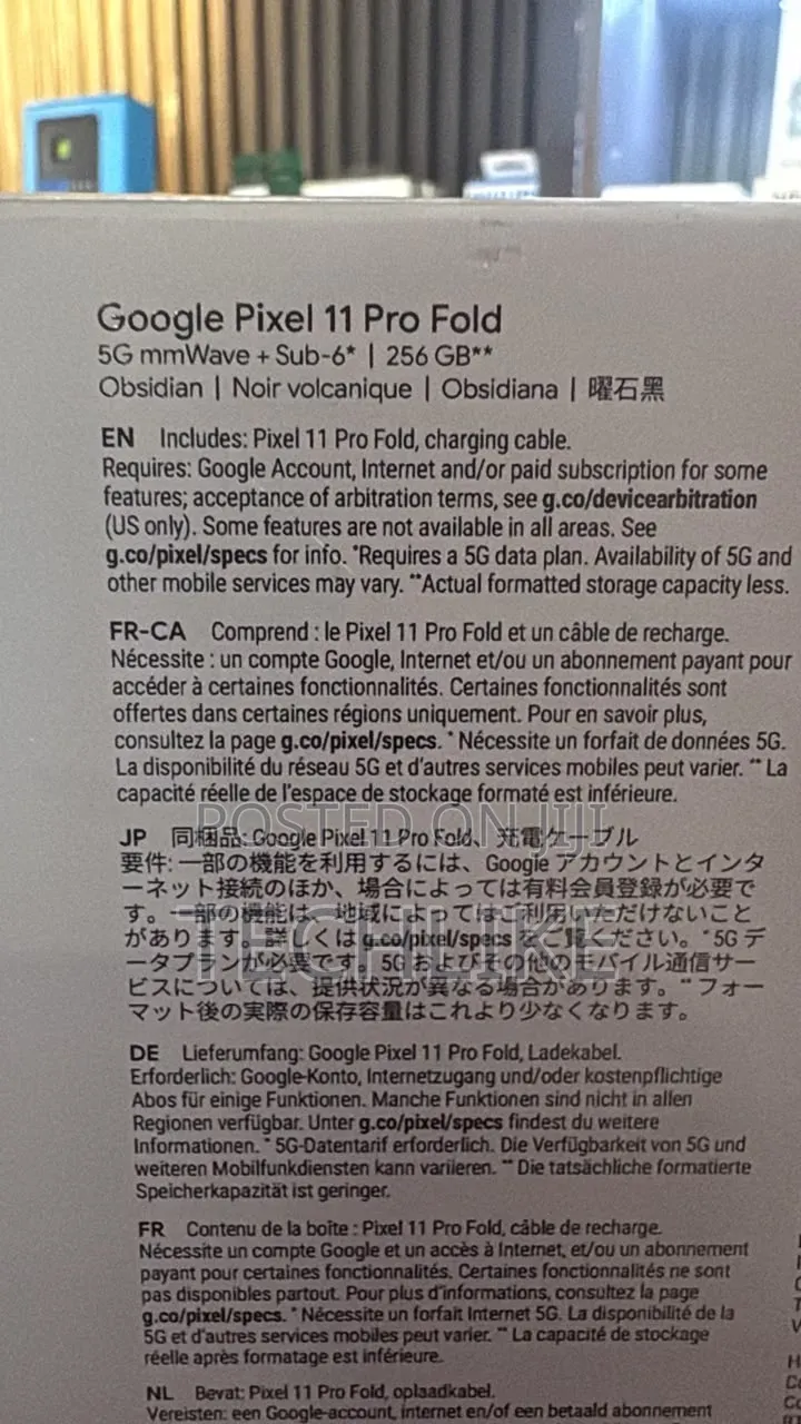 New Google Pixel 11 Pro Fold 512 GB Black