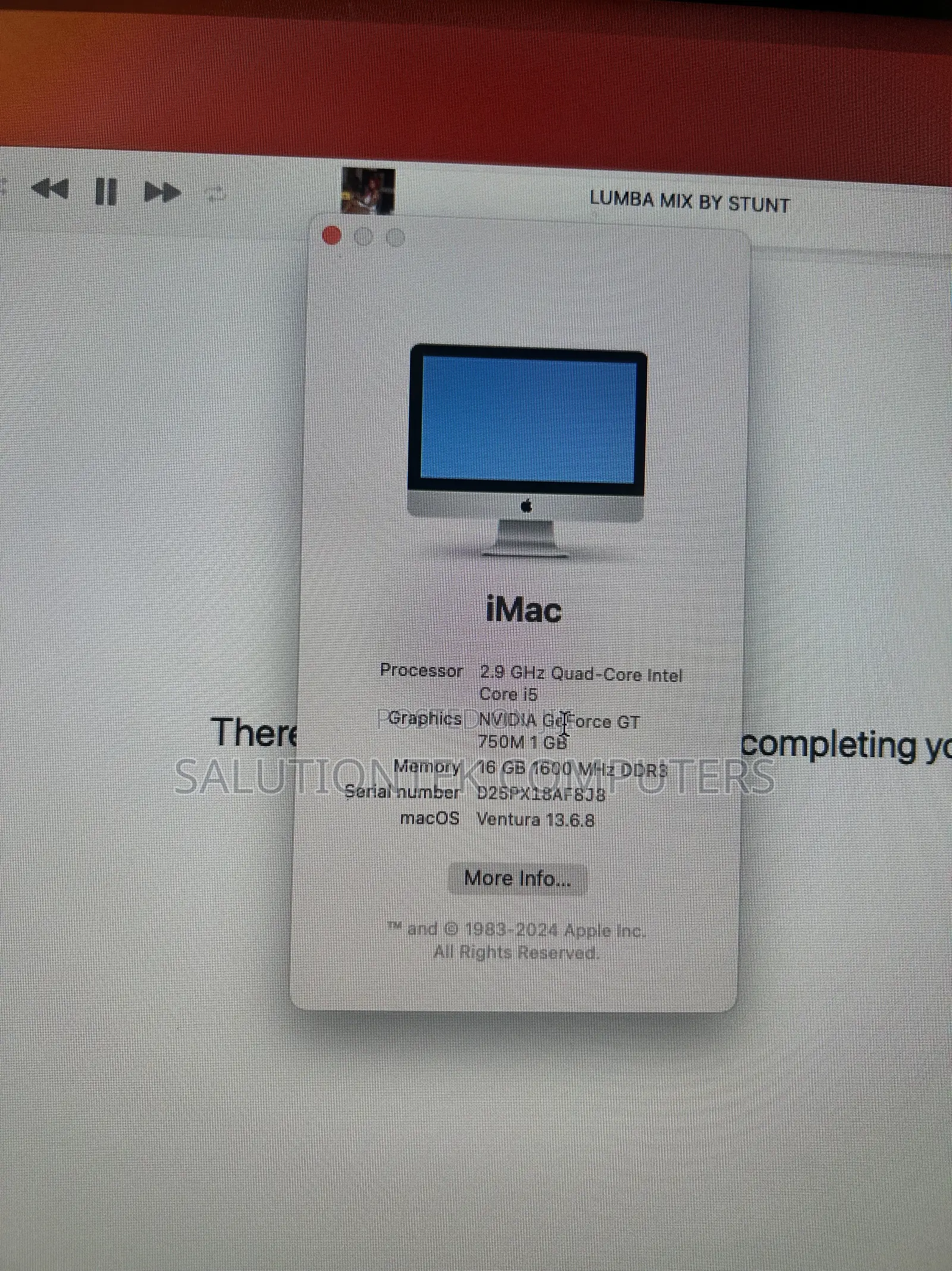 Desktop Computer Apple iMac 16GB Intel Core i5 SSD 256GB