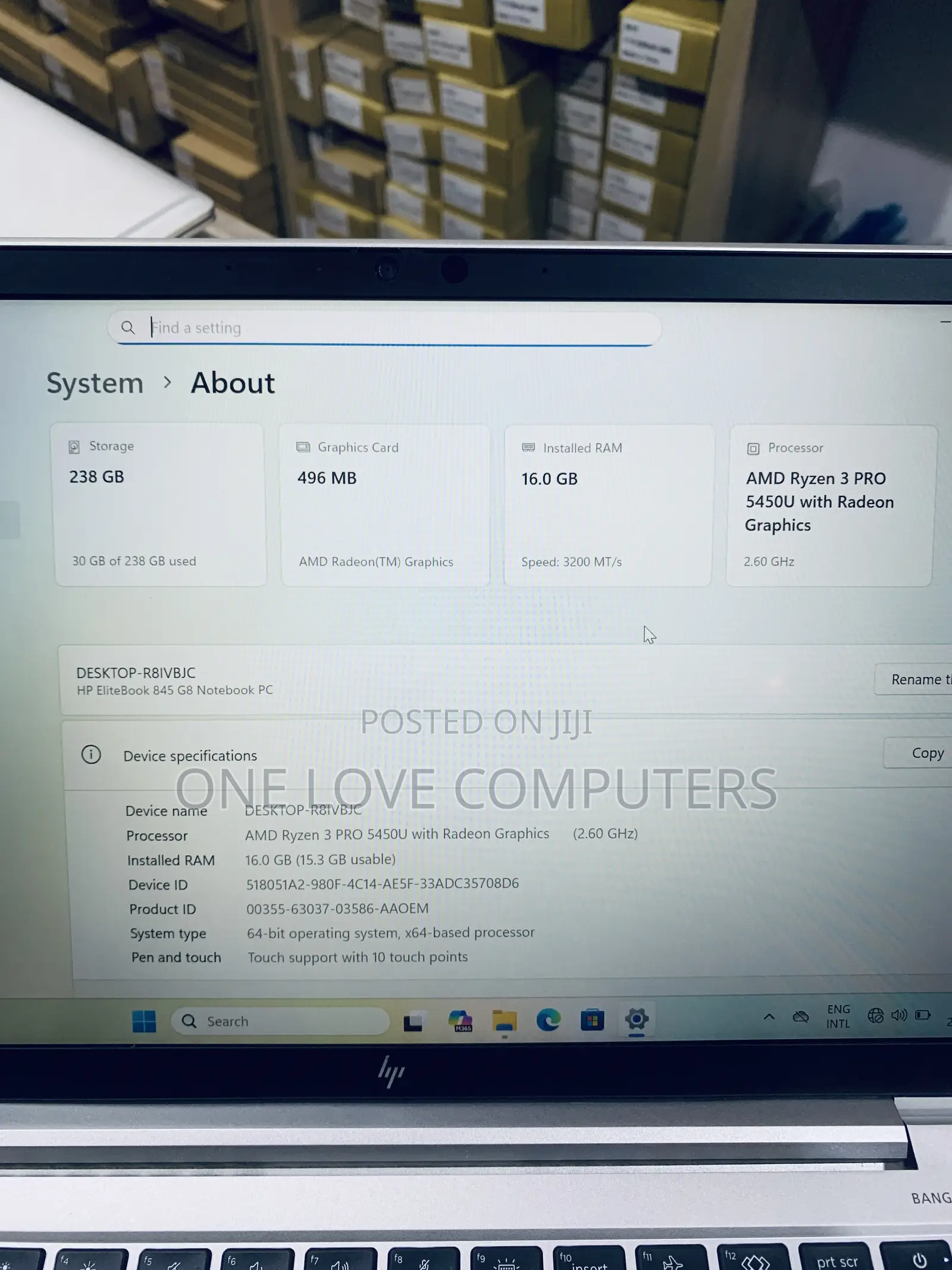 Laptop HP EliteBook 845 G8 16GB AMD Ryzen 3 SSD 256GB