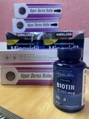 Kirkland Minoxidil, Derma Roller Biotin Hair Growth Kit