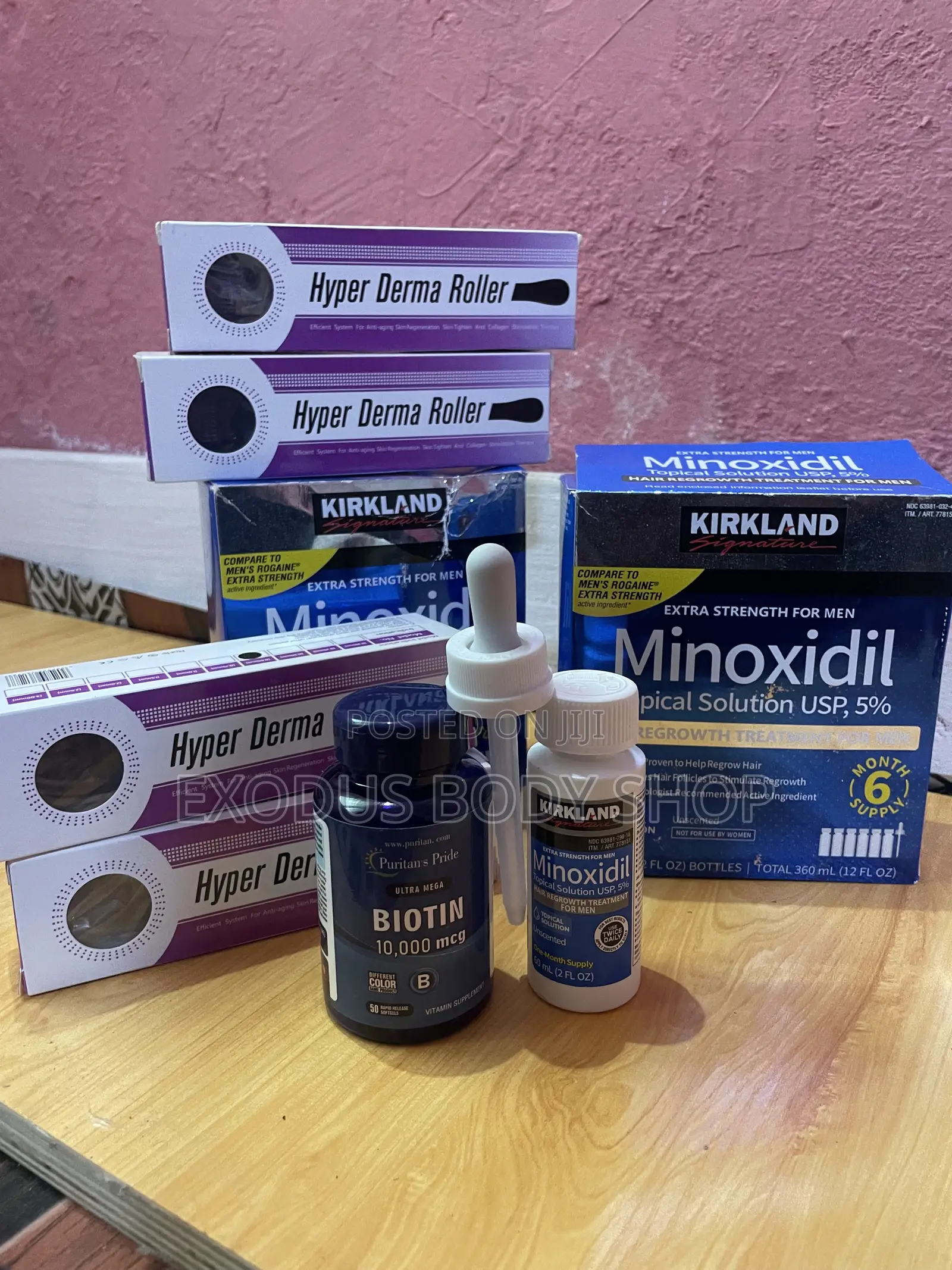Kirkland Minoxidil, Derma Roller Biotin Hair Growth Kit