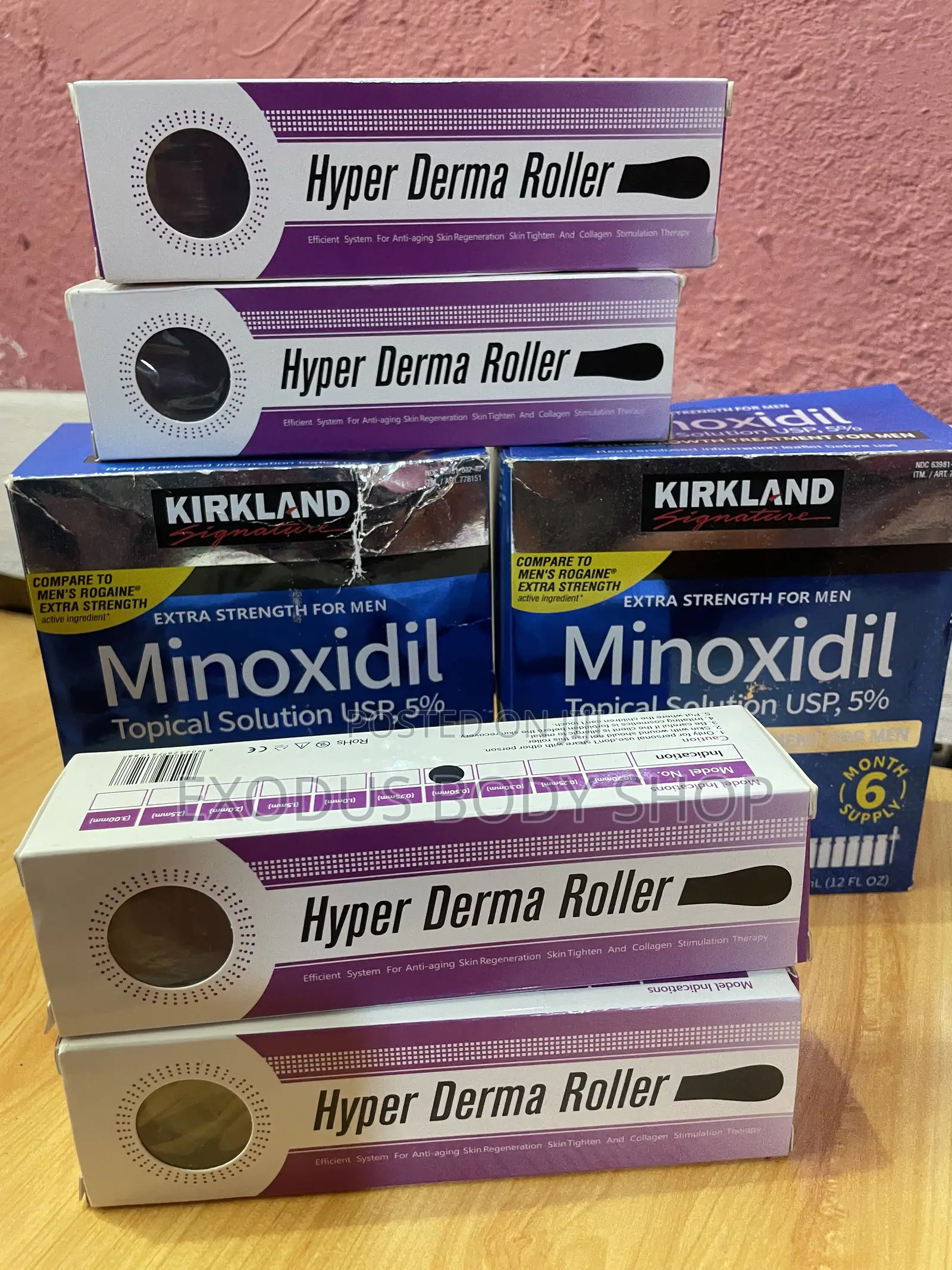 Kirkland Minoxidil, Derma Roller Biotin Hair Growth Kit