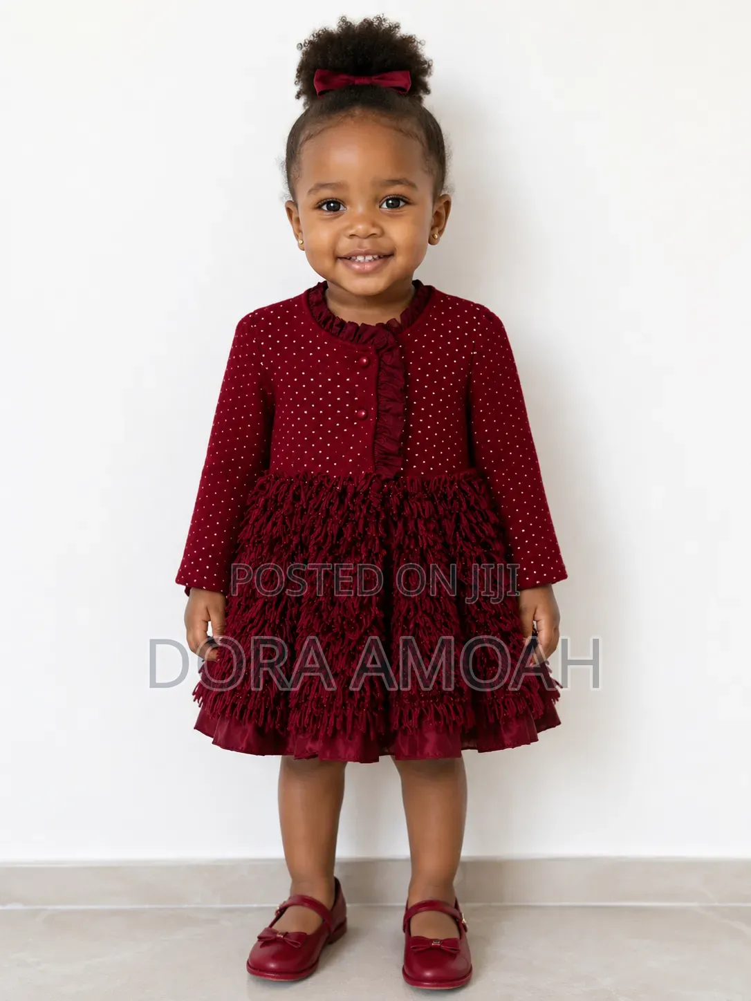 Beautiful Burgundy Polka-Dot Dress