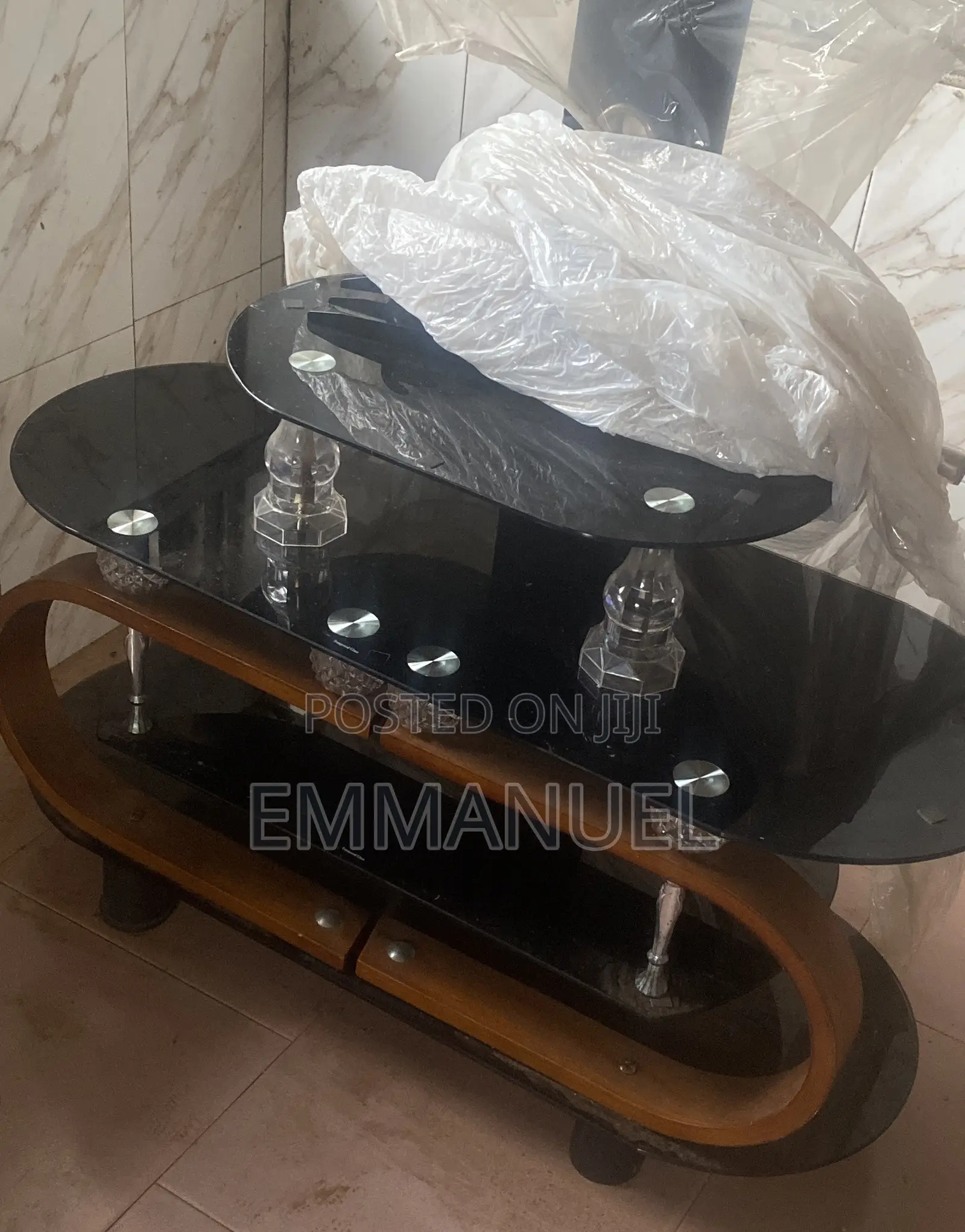 Glass Table With a TV Stand Combined