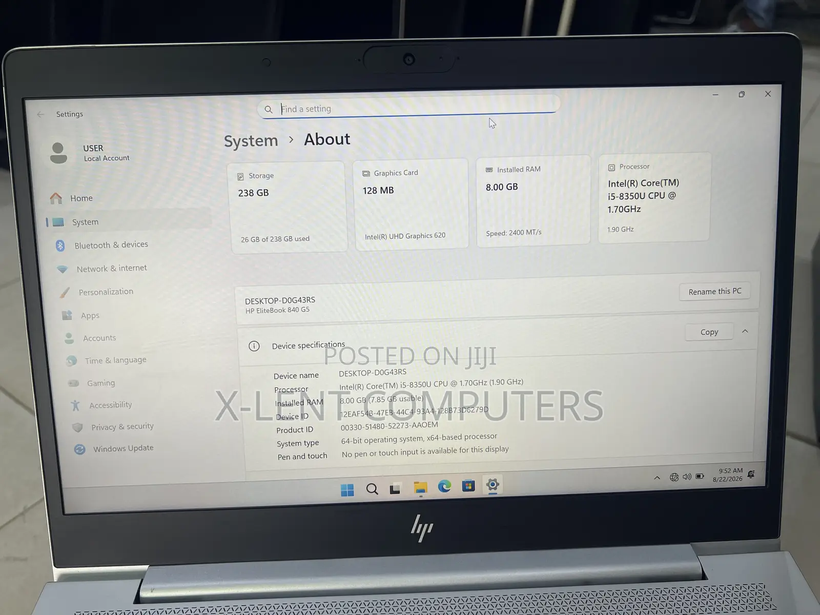 Laptop HP EliteBook 840 G5 8GB Intel Core i5 SSD 256GB