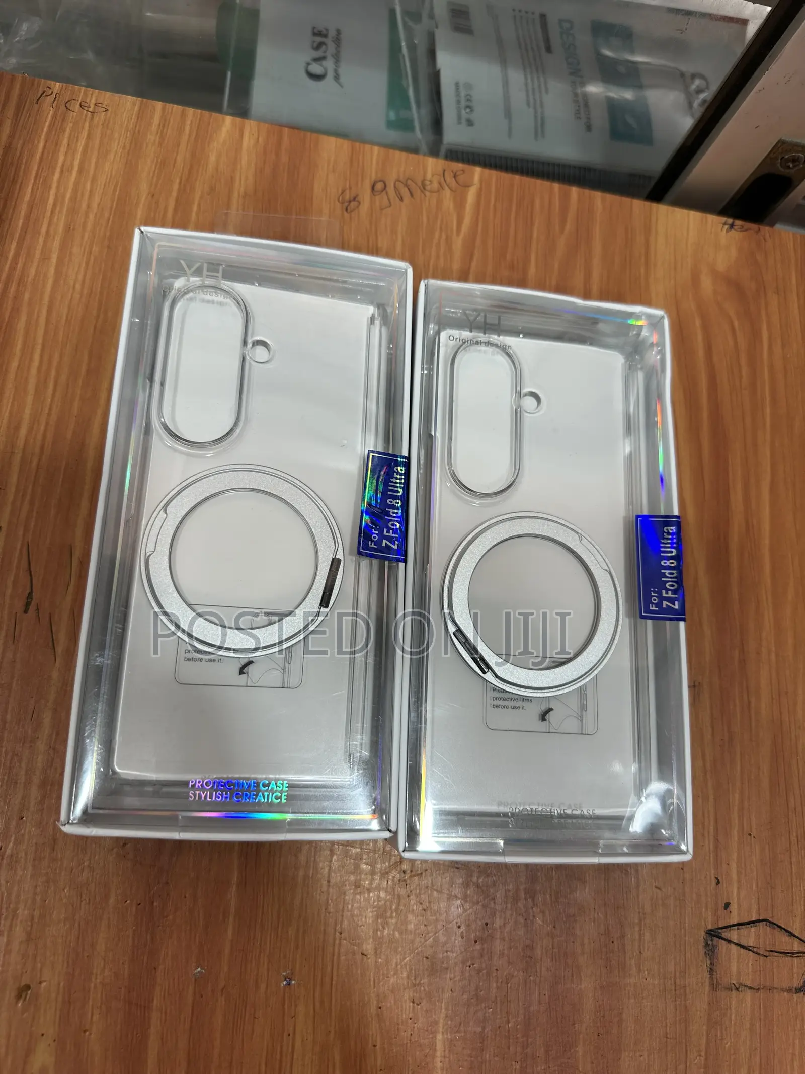 Z Fold8ultra Front Back Transparent Case With Magnetic Stand