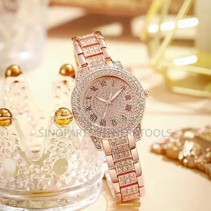 Rose Gold Women's Fashion Watch With Rhinestone Dial