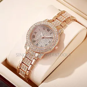 Rose Gold Women's Fashion Watch With Rhinestone Dial