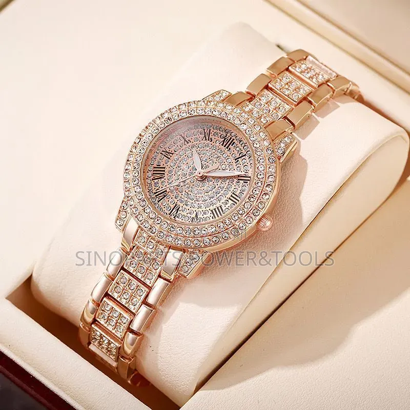 Rose Gold Women's Fashion Watch With Rhinestone Dial