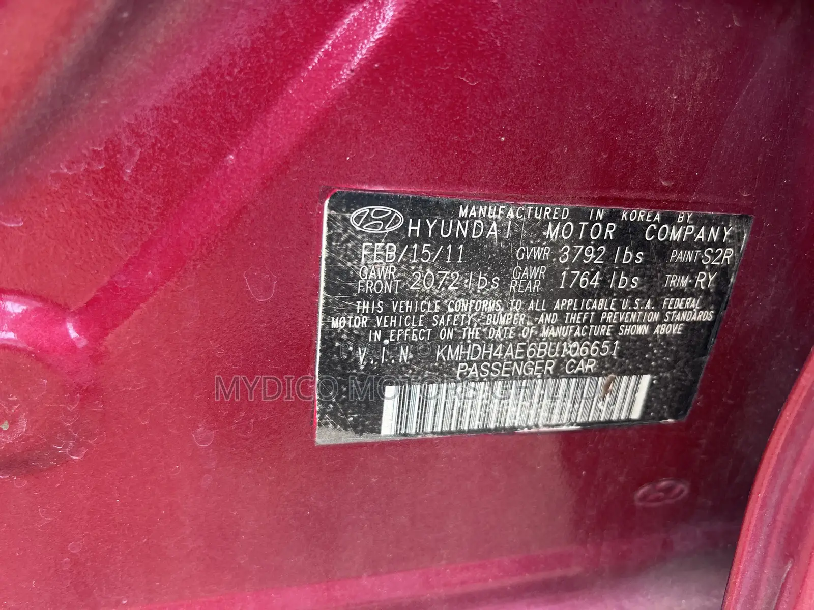 Hyundai Elantra Limited 2011 Red