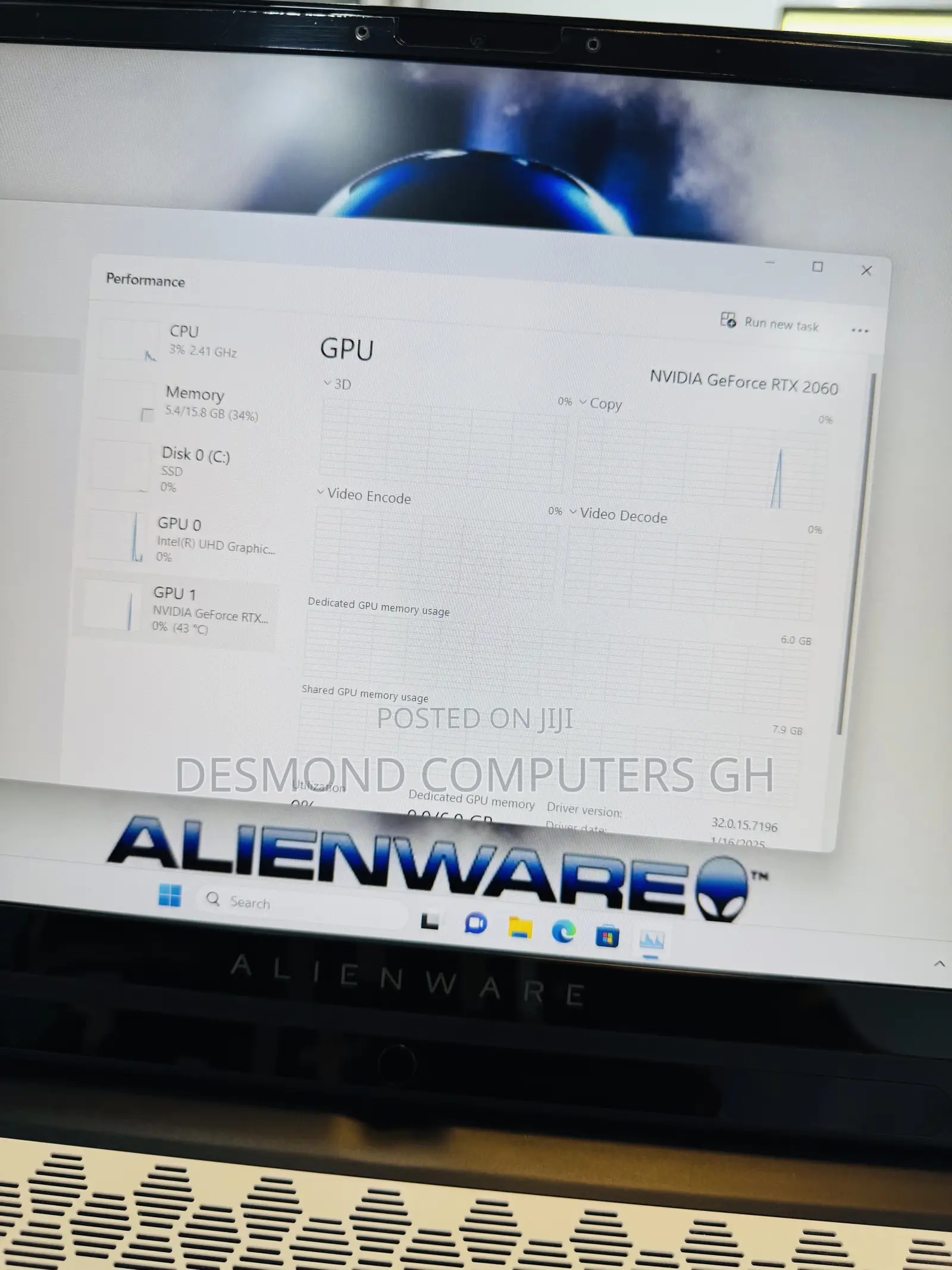 Laptop Alienware M15 r3 16GB Intel Core i7 SSD 512GB