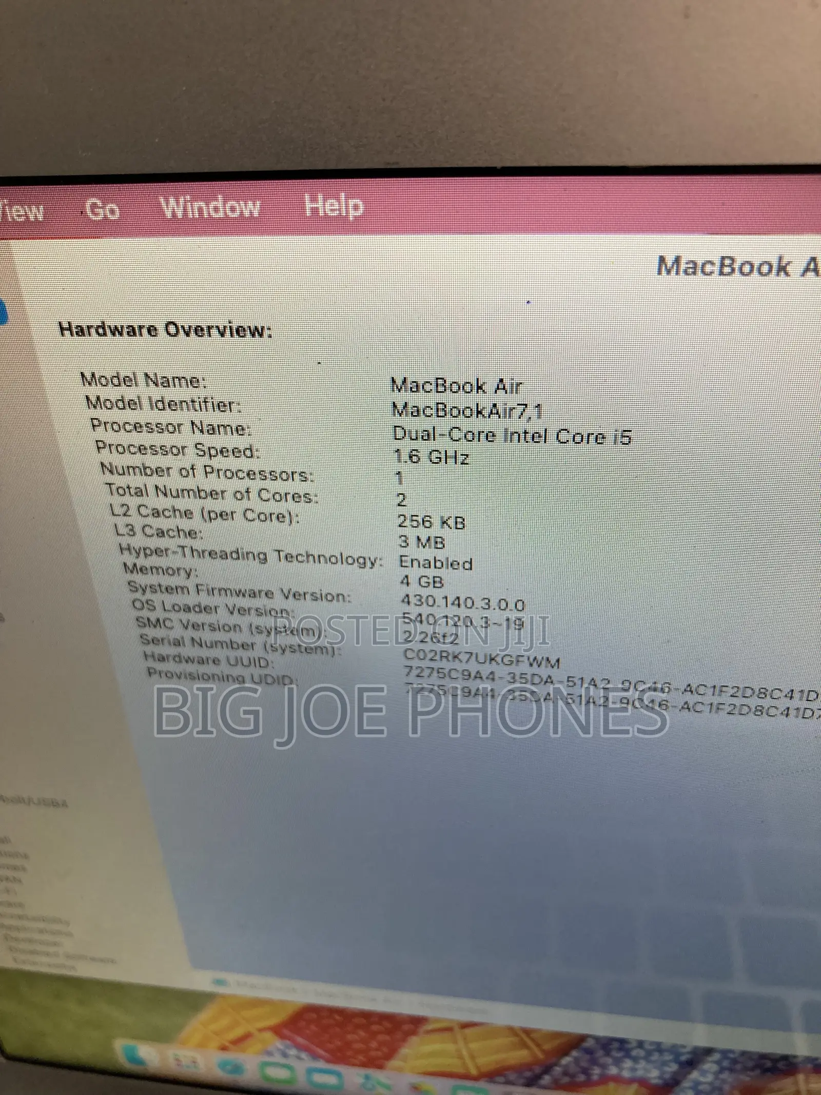 Laptop Apple MacBook Air 4GB Intel Core i5 SSD 128GB